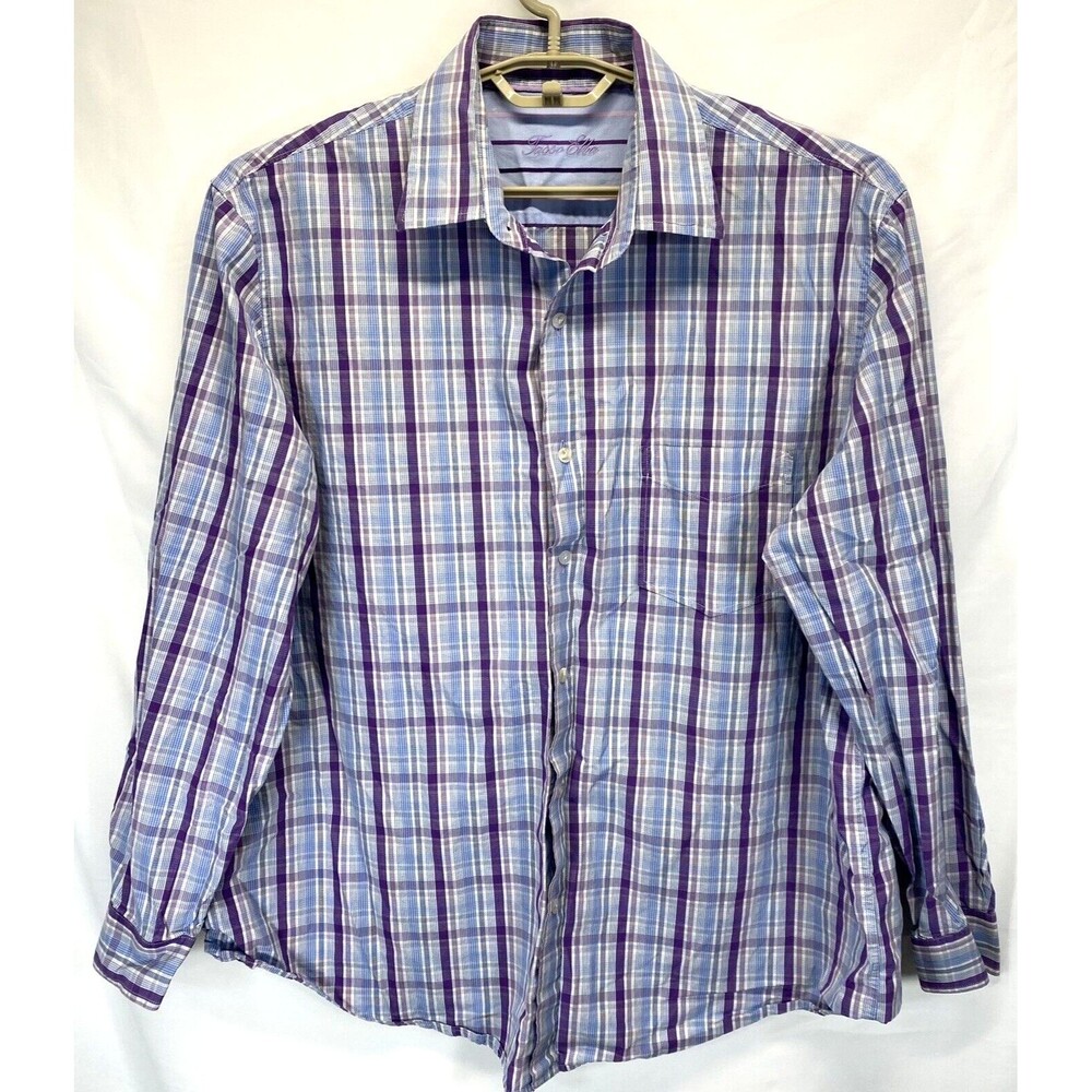 Tasso Elba Men's Dress Shirt XXL 18-18.5(17)-35 Long Sleeve Contrast Cuffs Party